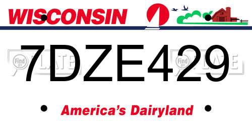 7DZE429 Wisconsin License Plate