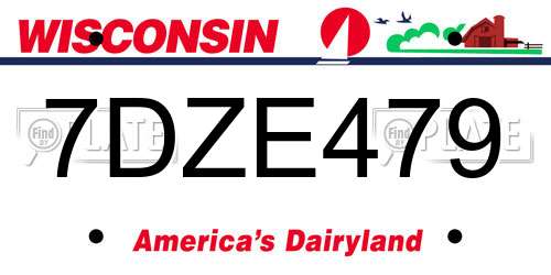 7DZE479 Wisconsin License Plate