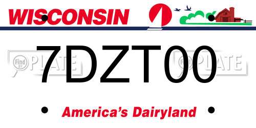7DZT00 Wisconsin License Plate