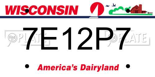 7E12P7 Wisconsin License Plate