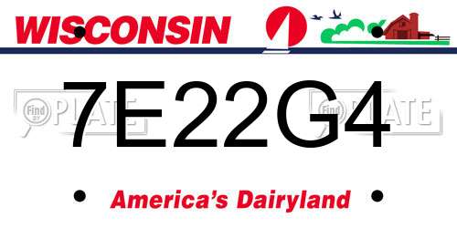 7E22G4 Wisconsin License Plate