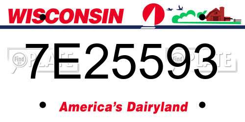 7E25593 Wisconsin License Plate