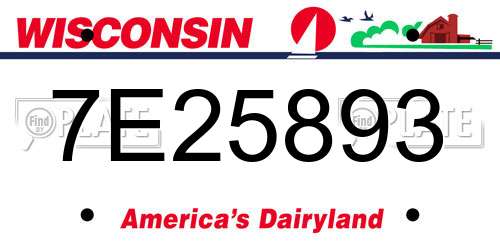 7E25893 Wisconsin License Plate