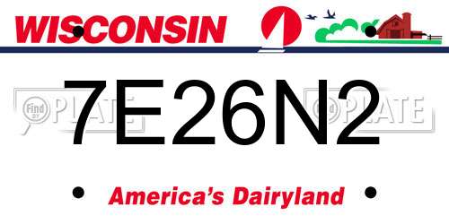 7E26N2 Wisconsin License Plate