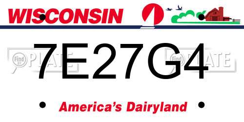 7E27G4 Wisconsin License Plate