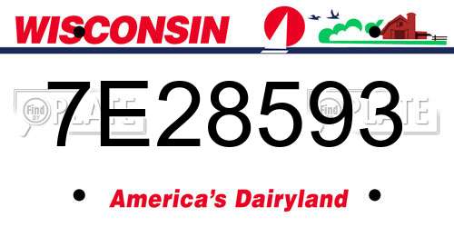 7E28593 Wisconsin License Plate