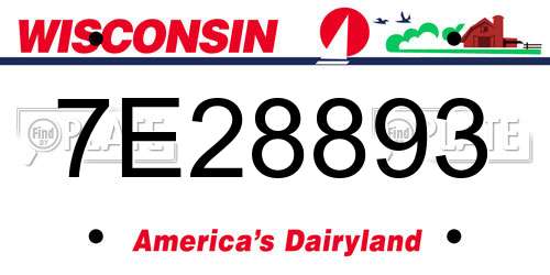 7E28893 Wisconsin License Plate