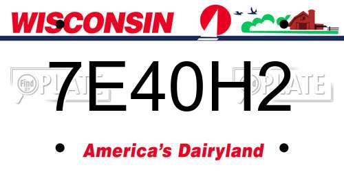 7E40H2 Wisconsin License Plate