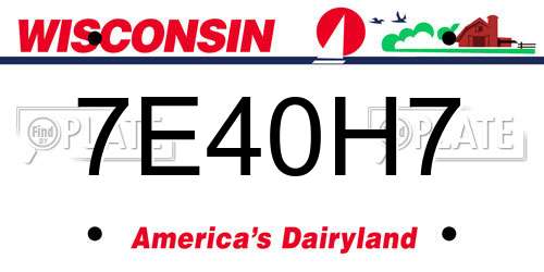 7E40H7 Wisconsin License Plate