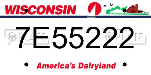7E55222 Wisconsin License Plate
