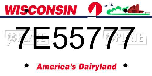 7E55777 Wisconsin License Plate