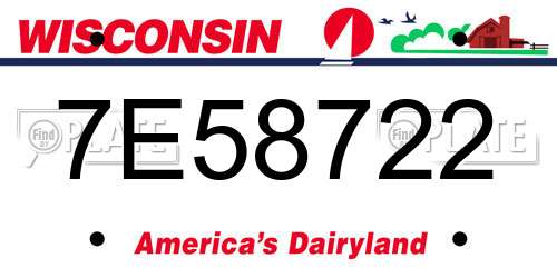 7E58722 Wisconsin License Plate