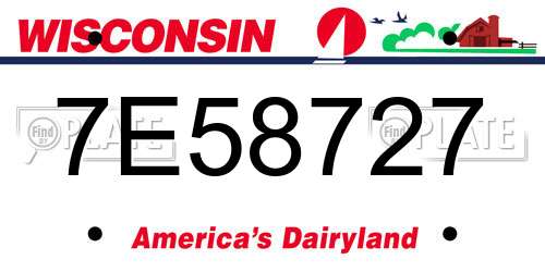 7E58727 Wisconsin License Plate