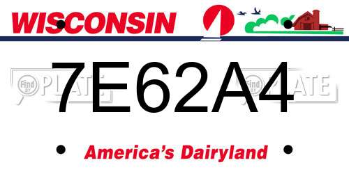 7E62A4 Wisconsin License Plate