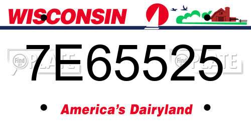 7E65525 Wisconsin License Plate