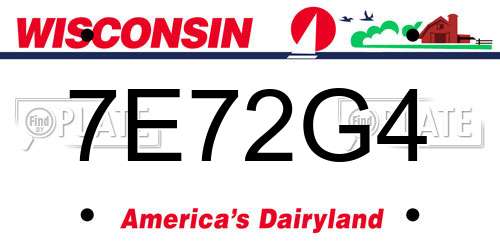 7E72G4 Wisconsin License Plate