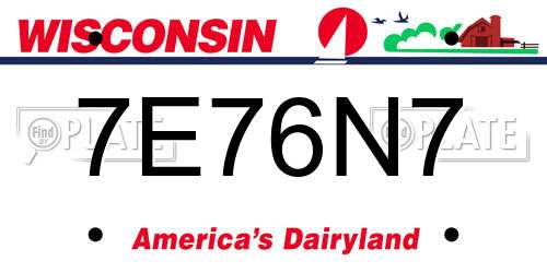 7E76N7 Wisconsin License Plate