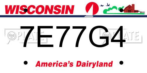 7E77G4 Wisconsin License Plate
