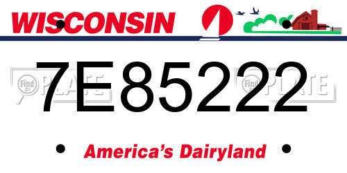 7E85222 Wisconsin License Plate