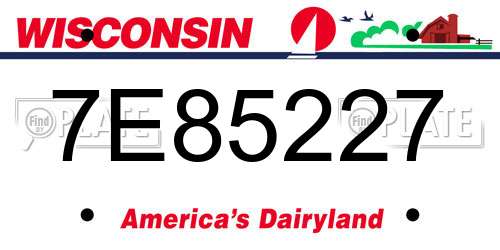 7E85227 Wisconsin License Plate