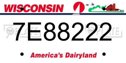 7E88222 Wisconsin License Plate