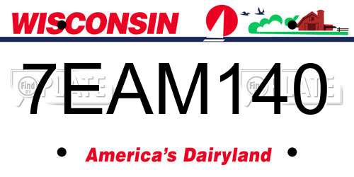 7EAM140 Wisconsin License Plate