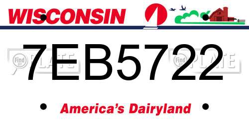 7EB5722 Wisconsin License Plate