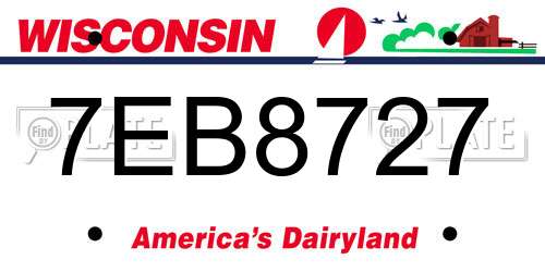 7EB8727 Wisconsin License Plate