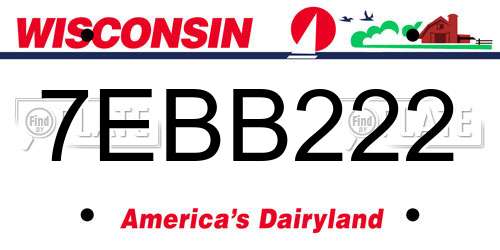 7EBB222 Wisconsin License Plate