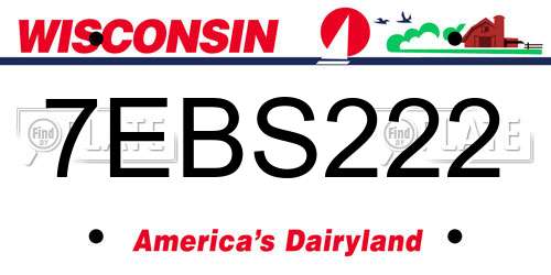7EBS222 Wisconsin License Plate