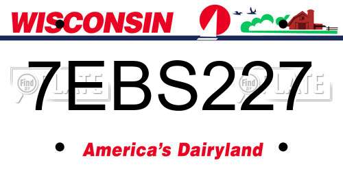 7EBS227 Wisconsin License Plate