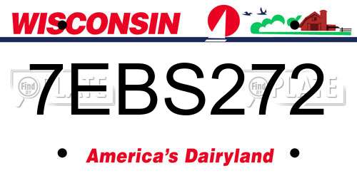 7EBS272 Wisconsin License Plate