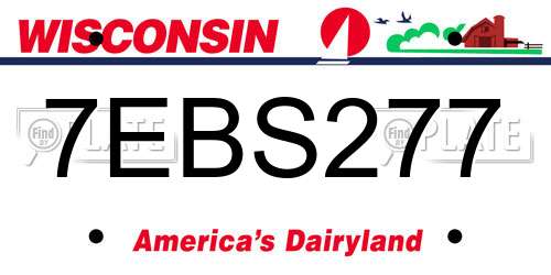7EBS277 Wisconsin License Plate