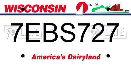 7EBS727 Wisconsin License Plate