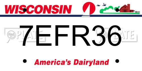 7EFR36 Wisconsin License Plate