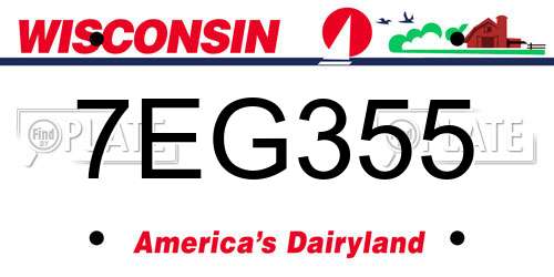 7EG355 Wisconsin License Plate