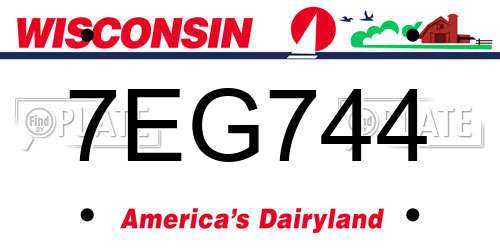 7EG744 Wisconsin License Plate