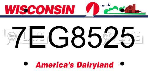 7EG8525 Wisconsin License Plate