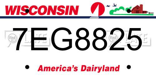 7EG8825 Wisconsin License Plate