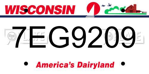 7EG9209 Wisconsin License Plate