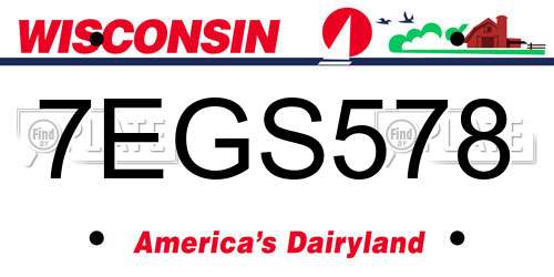 7EGS578 Wisconsin License Plate