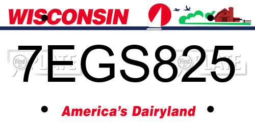 7EGS825 Wisconsin License Plate