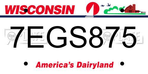 7EGS875 Wisconsin License Plate