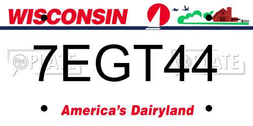 7EGT44 Wisconsin License Plate