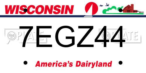 7EGZ44 Wisconsin License Plate