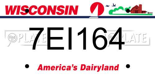 7EI164 Wisconsin License Plate