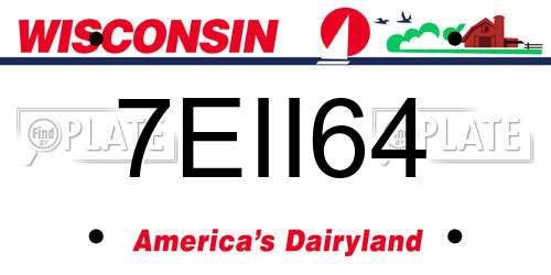 7EII64 Wisconsin License Plate