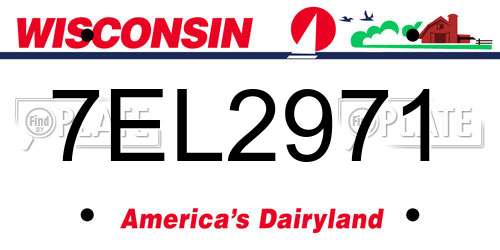 7EL2971 Wisconsin License Plate