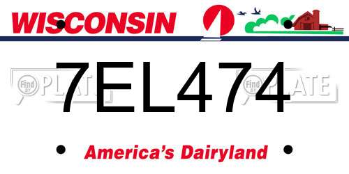 7EL474 Wisconsin License Plate