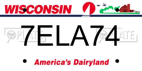 7ELA74 Wisconsin License Plate